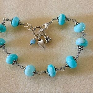 Peruvian Blue Opal linked Bracelet